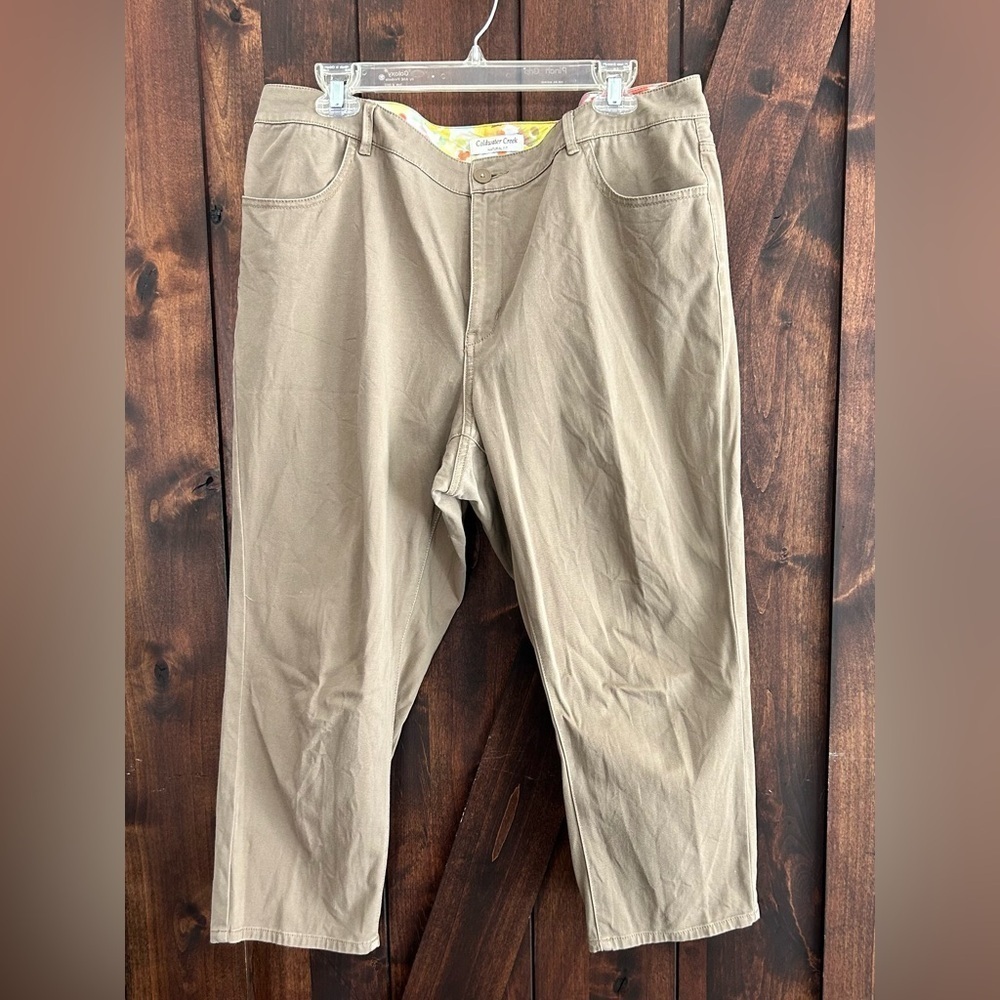 Coldwater Creek Natural Fit Cropped Capri Pants Women Sz 16 Brown Straight Leg